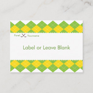 Golf Party Argyle Preppy Label Table Card