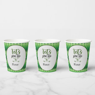 Golf Party Green Argyle Paper Cups