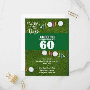 Golf Party invitation Save the Date 60th Birthday Postcard