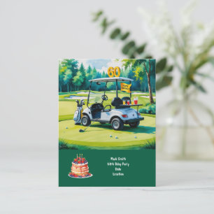 Golf Party invitation Save the Date 60th Birthday Postcard