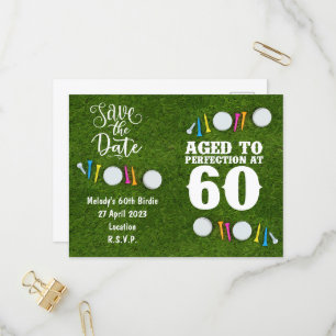 Golf Party invitation Save the Date 60th Birthday Postcard
