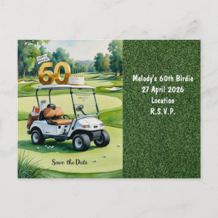 Golf Party invitation Save the Date 60th Birthday Postcard
