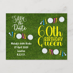 Golf Party invitation Save the Date 60th Birthday Postcard
