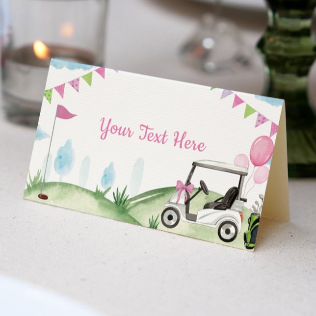 Golf Party Pink Girl Birthday Place Card (Creator Uploaded)