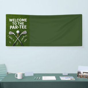 Golf Party with Par Tee on green grass Welcome Banner