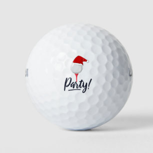 Golf Party with Santa Claus Hat on golf ball