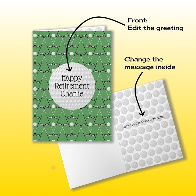 Golf pattern custom name Retirement Card (Creator Uploaded)