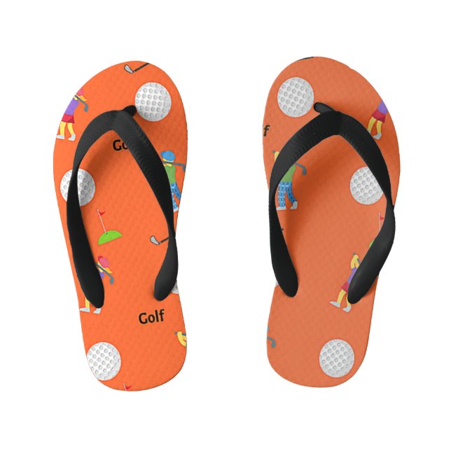 Golf pattern on orange kid's jandals (Footbed)