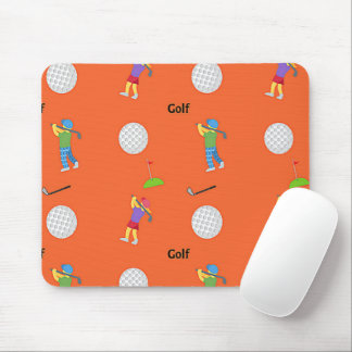 Golf pattern on orange mouse pad