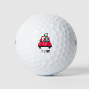 Golf Penguin golfer with golf cart Merry Christmas Balls
