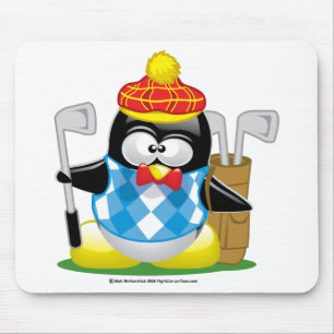 Golf Penguin Mouse Pad