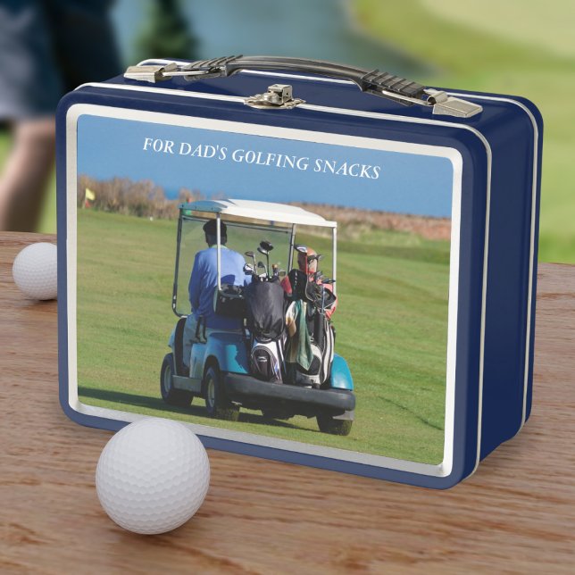 Golf Photo Caddy Snacks Golfer's  Metal Lunch Box (Dad will need snacks on the golf course. ⛳ Just add his name! )