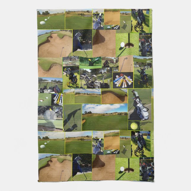 Golf Photo Collage, Tea Towel (Vertical)