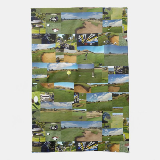 Golf Photo Collage, Tea Towel (Vertical)