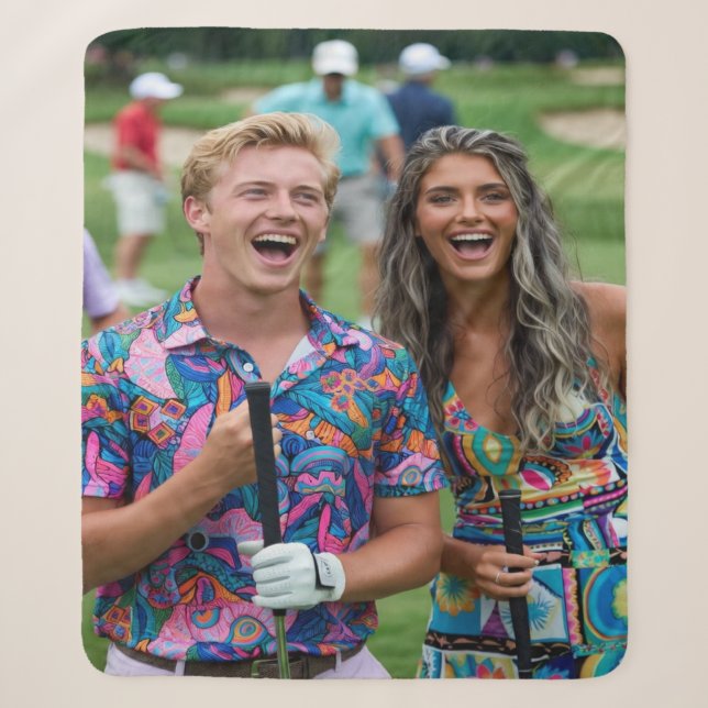 Golf Photo Customize Personalize Sherpa Blanket (Front)