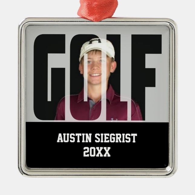 Golf Photo Keepsake Metal Tree Decoration (Front)