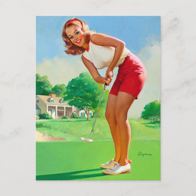 Golf Pin Up Postcard (Front)