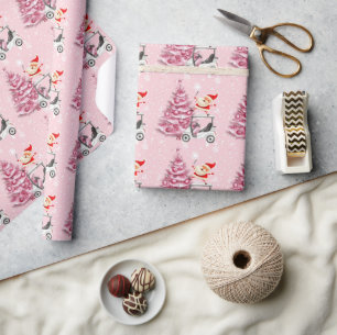 Golf Pink Christmas themed for Lady Golfer Wrapping Paper