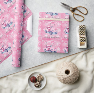 Golf Pink Christmas themed for Lady Golfer Wrapping Paper
