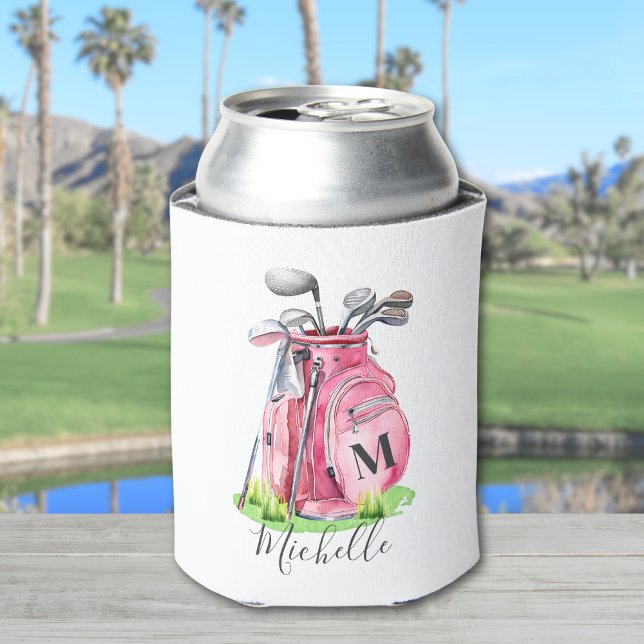Golf Pink Monogram Can Cooler (Golf Pink Monogram Can Cooler)