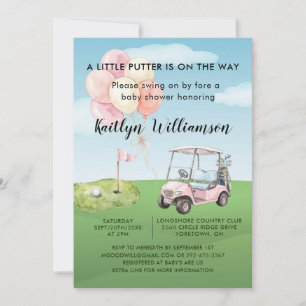 Golf Pink Putter on the Way Baby Girl Shower  Invitation