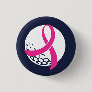 Golf Pink Ribbon Breast Cancer Awareness 3 Cm Round Badge