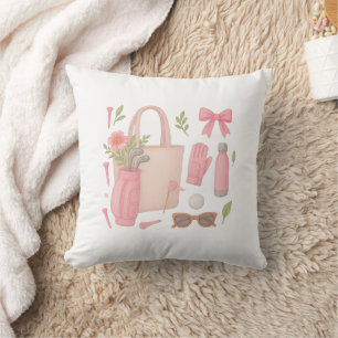 Golf Pink themed Lady woman golfer loves golfing Cushion