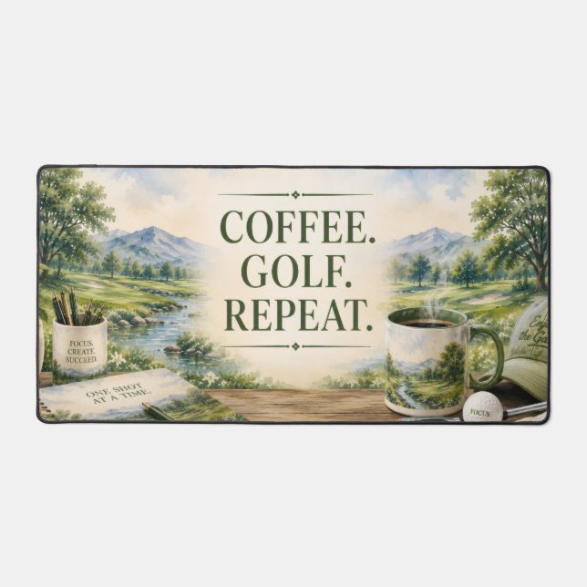 Golf Plan Focus Play for Golfer Desk Mat (Front)