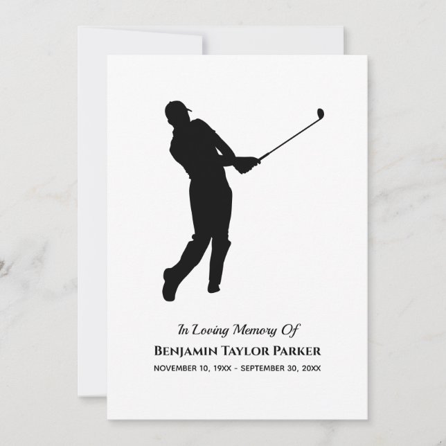 Golf Player Bereavement Sympathy Funeral Memorial Thank You Card (Front)