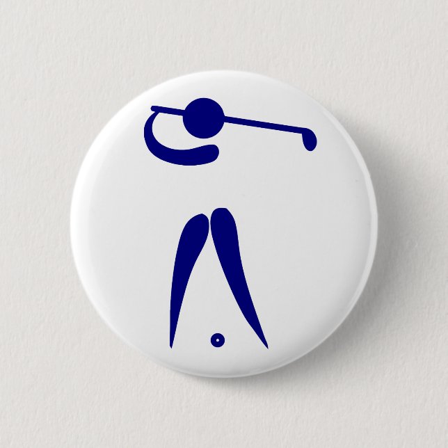 Golf Player Blue White Sports, add text and colour 6 Cm Round Badge (Front)
