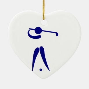 Golf Player Blue White Sports, add text and colour Ceramic Tree Decoration