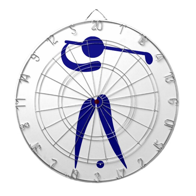 Golf Player Blue White Sports, add text and colour Dartboard (Front)