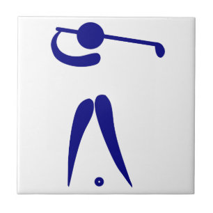 Golf Player Blue White Sports, add text and colour Tile