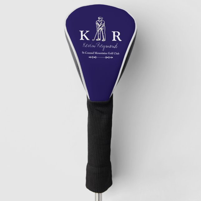Golf Player Classic Golfer Monogram Blue Head Cover (Front)