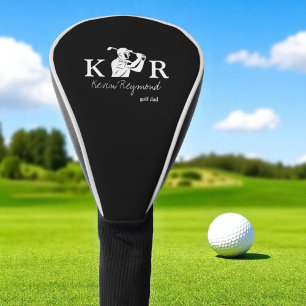 Golf Player Classic Monogram Golfer Black Golf Head Cover