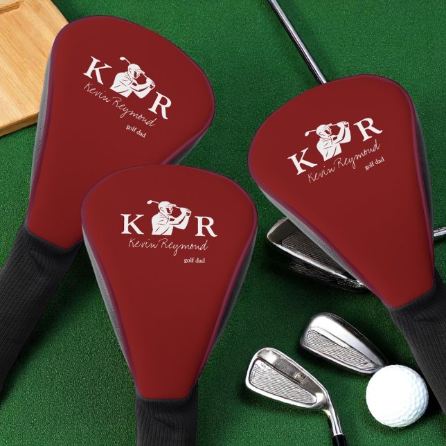 Golf Player Classic Monogram Golfer dark-red Golf Head Cover (Creator Uploaded)