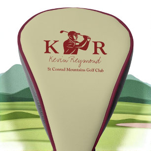 Golf Player Classic Monogram Red Golfer Golf Head Cover