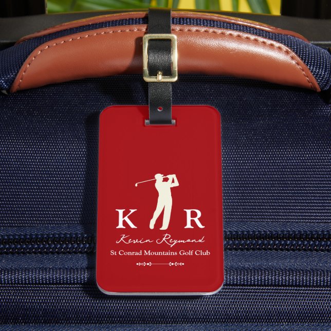 Golf Player Classic Red Golfers Luggage Tag (Front Insitu 2)