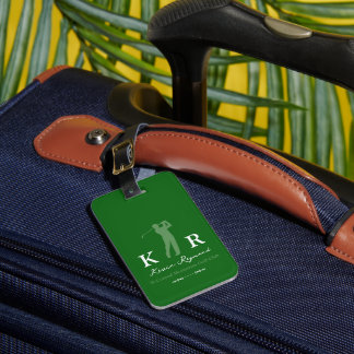 Golf Player Cool Classy Monogram Luggage Tag