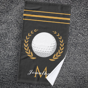 Golf Player Custom Name & Monogram Elegant Classic Hand Towel