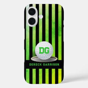 Golf Player Fresh Green Initials iPhone 16 Case
