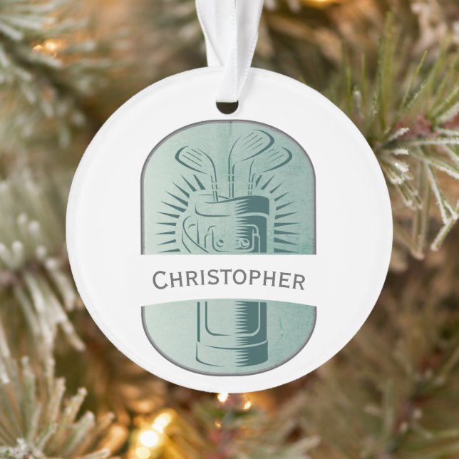 Golf Player Golf Bag Golfer Monogram Christmas Ornament (Tree)
