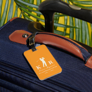 Golf Player / Golfers Orange Luggage Tag