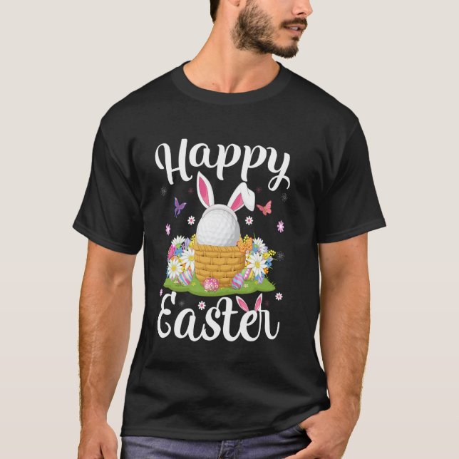 Golf Player Happy Easter Egg Hunt Bunny Ear Golf E T-Shirt (Front)