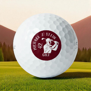 Golf Player Icon, Name and Age deep red Balls