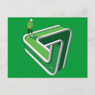 Golf Player Illusion Postcard