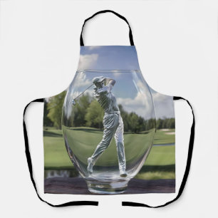 Golf Player In A Glass Tumbler With Golf Course, Apron