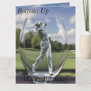 Golf Player In A Glass Tumbler With Golf Course,  Card