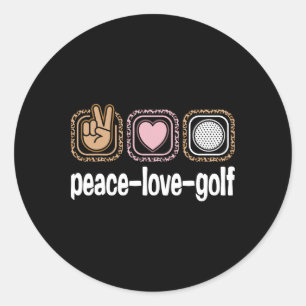 Golf Player Leopard Print Women Girls Kids Peace L Classic Round Sticker