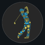 Golf Player Menorah Dreidel Jewish Hanukkah Womens Classic Round Sticker<br><div class="desc">Golf Player Menorah Dreidel Jewish Hanukkah Womens Mens Kids</div>